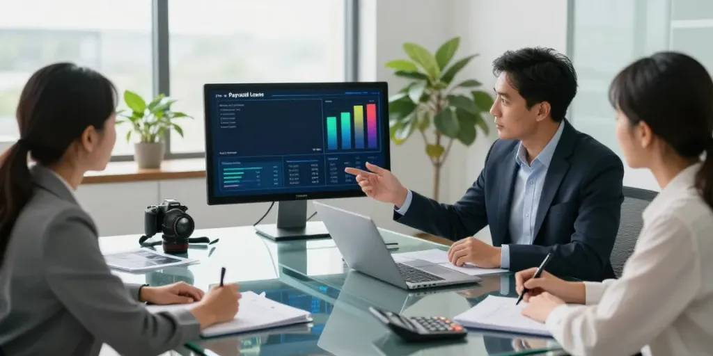Discussing payday loans at a professional finance meeting in a modern office with natural light, reflecting the expertise of https://red-deer.paydayloans-on.ca.