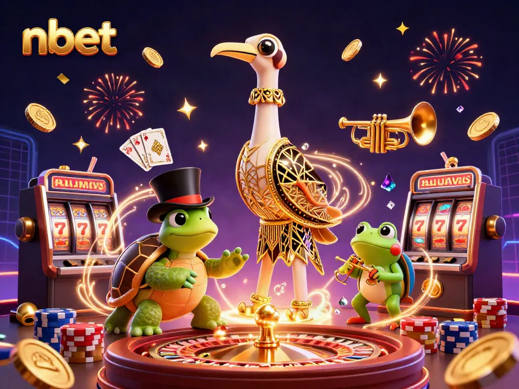 Experience the excitement of nbet's casino world with a vibrant 3D illustration, showcasing a lively scene filled with fortune.