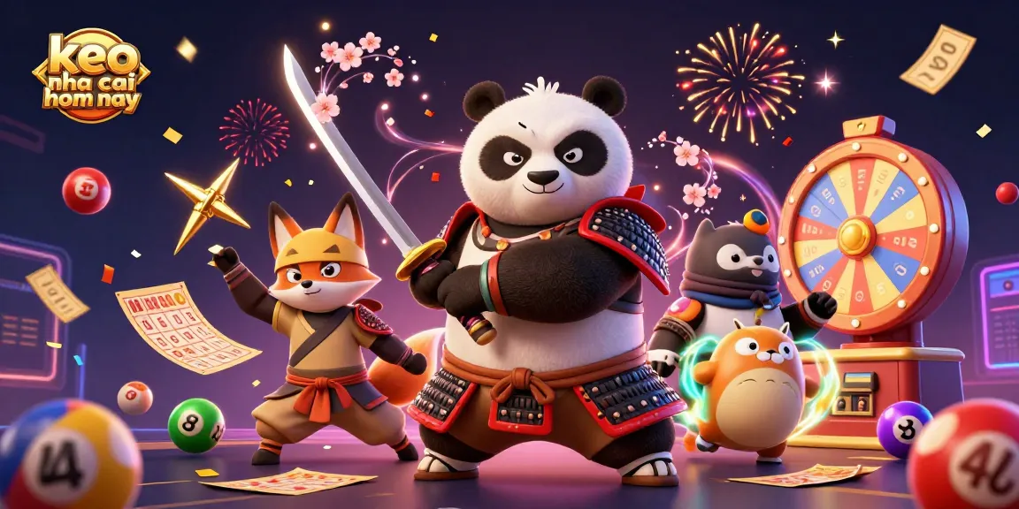 Bet on keo nha cai hom nay with a thrilling scene of 3D characters celebrating lottery wins and excitement.