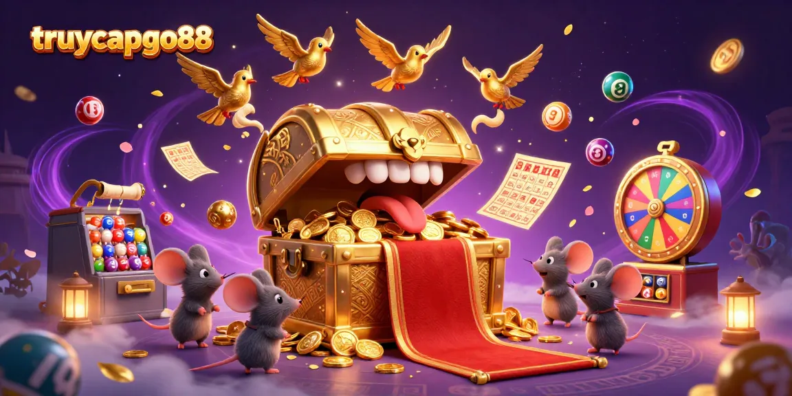 Celebrate wins with truycapgo88 themed treasure chest illustration for thrilling lottery excitement.